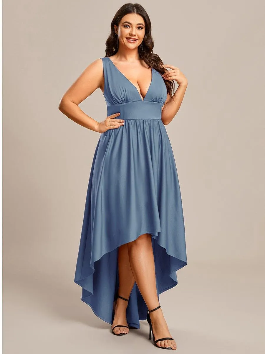Robe Demoiselle d'honneur Taille Empire Sans Manches Haute-basse Grande Taille(Vente finale)