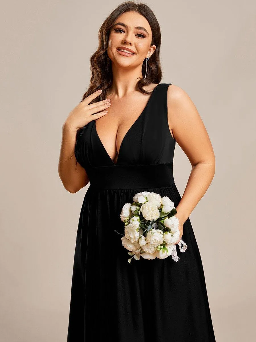 Robe Demoiselle d'honneur Taille Empire Sans Manches Haute-basse Grande Taille(Vente finale)