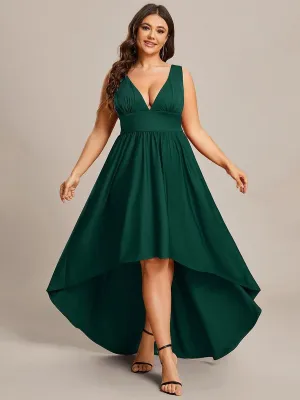 Robe Demoiselle d'honneur Taille Empire Sans Manches Haute-basse Grande Taille(Vente finale)