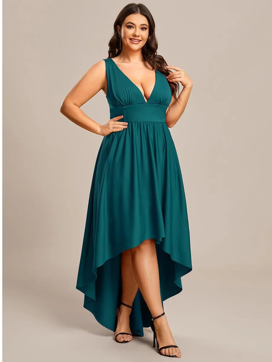 Robe Demoiselle d'honneur Taille Empire Sans Manches Haute-basse Grande Taille(Vente finale)