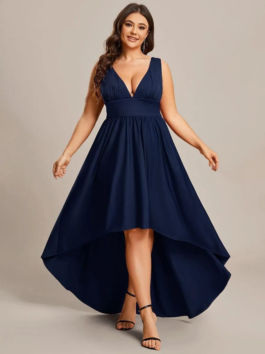 Robe Demoiselle d'honneur Taille Empire Sans Manches Haute-basse Grande Taille(Vente finale)