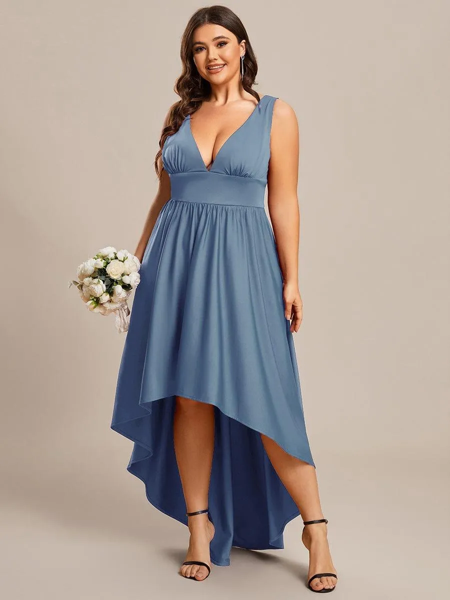 Robe Demoiselle d'honneur Taille Empire Sans Manches Haute-basse Grande Taille(Vente finale)