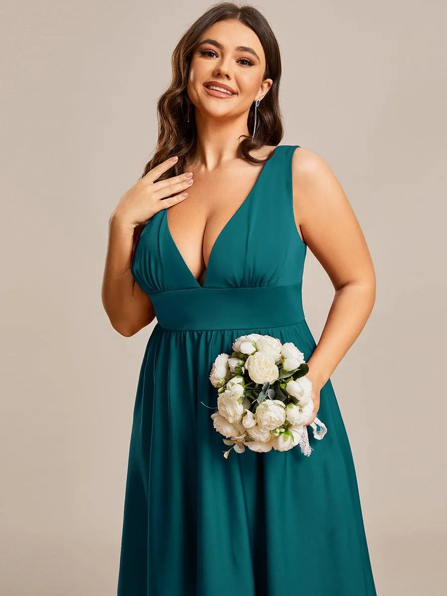 Robe Demoiselle d'honneur Taille Empire Sans Manches Haute-basse Grande Taille(Vente finale)