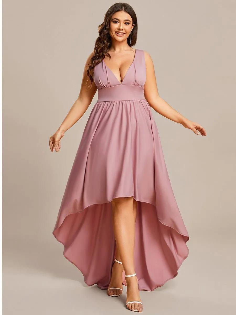 Robe Demoiselle d'honneur Taille Empire Sans Manches Haute-basse Grande Taille(Vente finale)