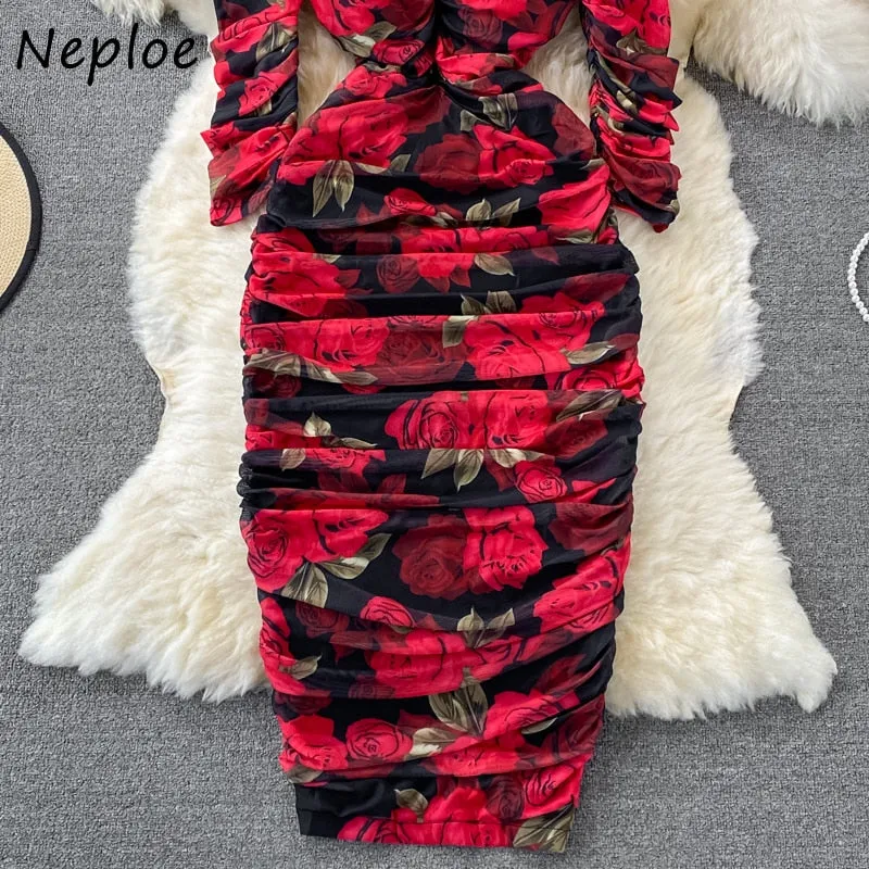 Robe Three-quarter Sleeve Slim Waist Split Dress