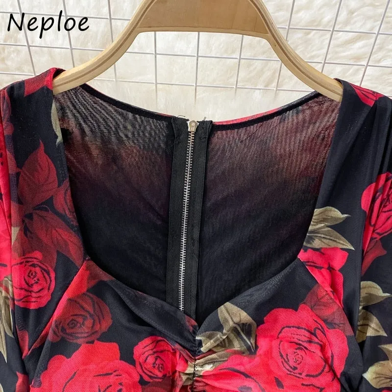 Robe Three-quarter Sleeve Slim Waist Split Dress