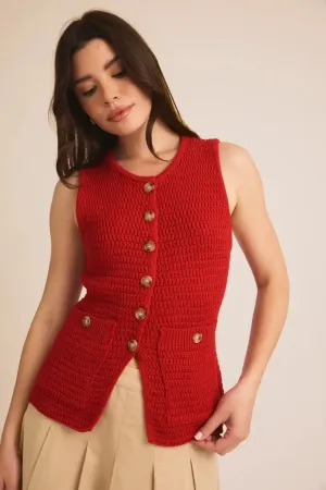 ROUND NECK BUTTON DOWN SWEATER VEST