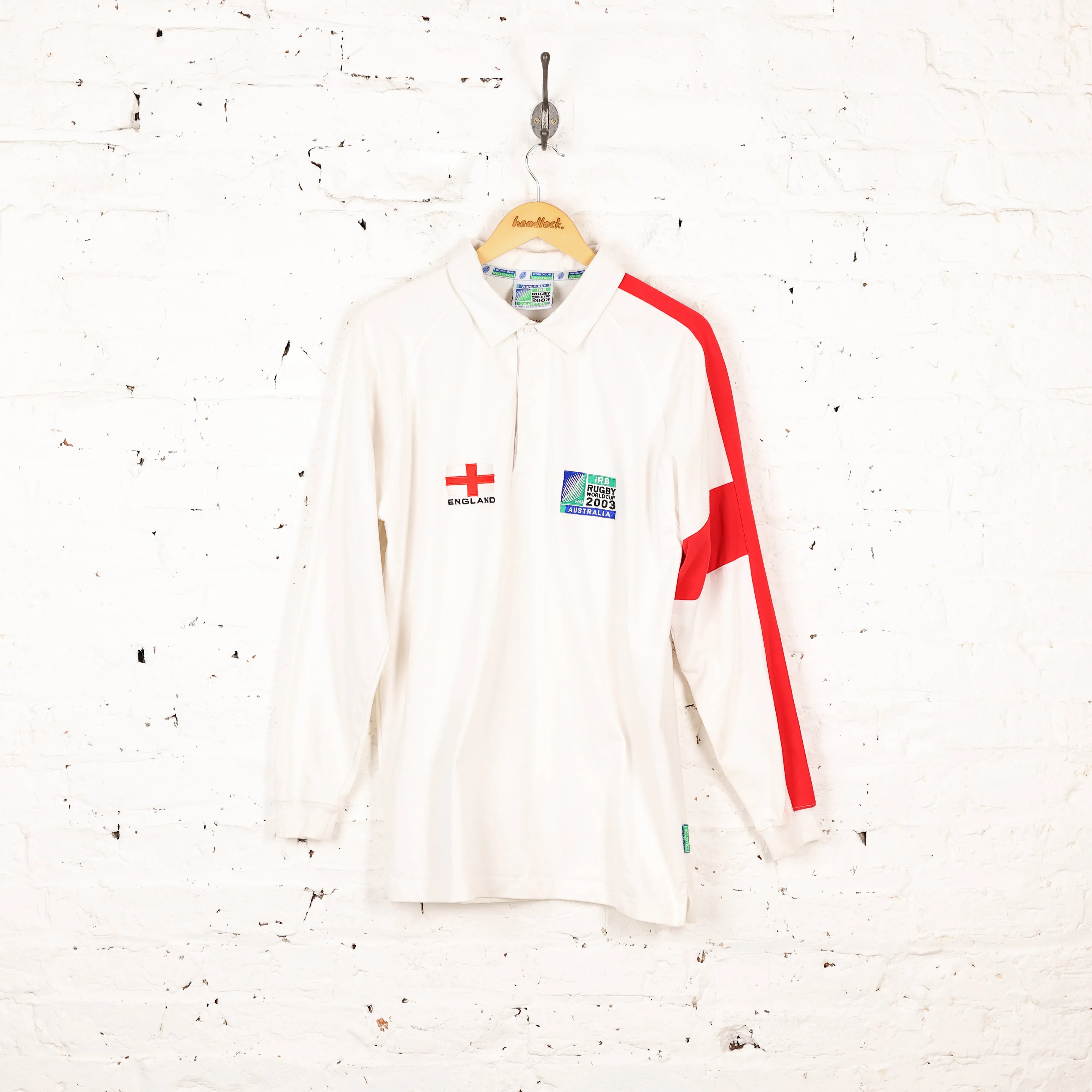 Rugby World Cup Originals England Long Sleeve 2003 Rugby World Cup Polo Shirt - White - M