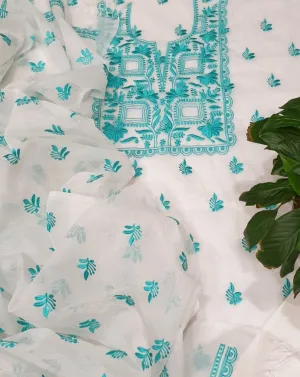 Sea Green Kota Doriya Embroidery Work Suit