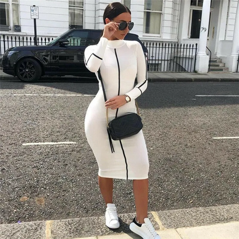 Sexy High neck long body-con dress