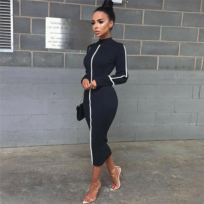 Sexy High neck long body-con dress