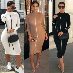 Sexy High neck long body-con dress