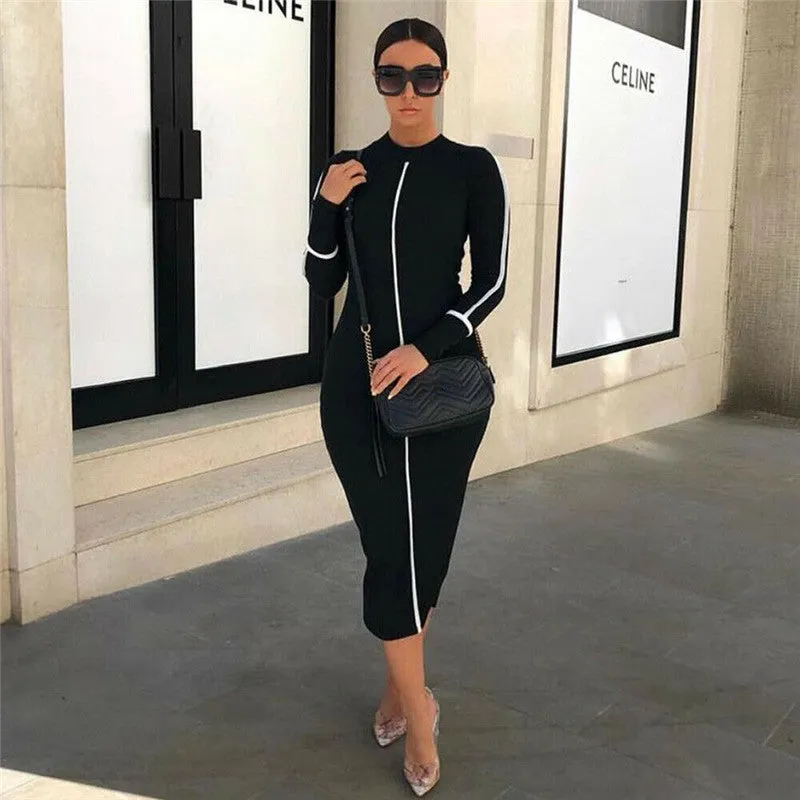 Sexy High neck long body-con dress