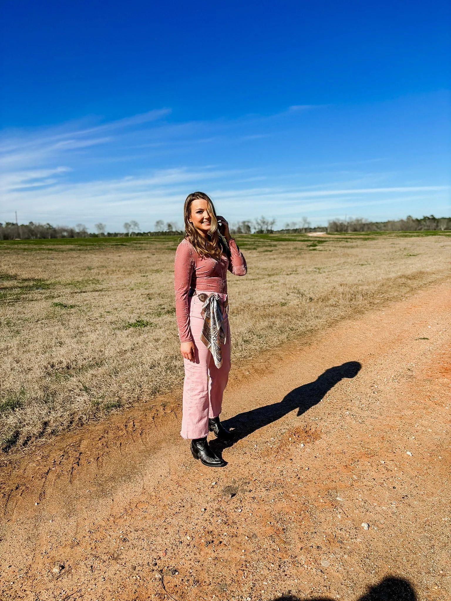 Shiloh Acid Wash Pink Boot Cut Pants