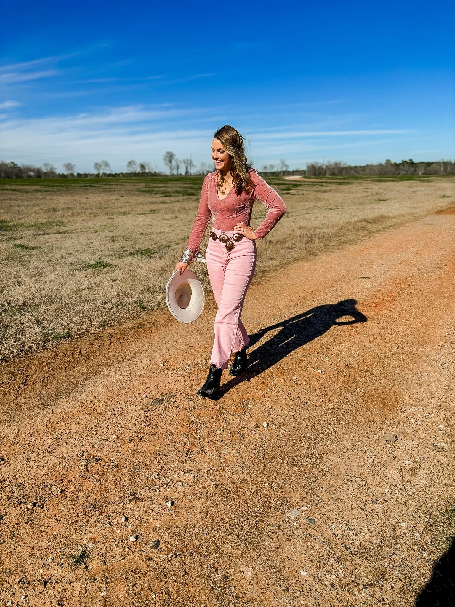 Shiloh Acid Wash Pink Boot Cut Pants
