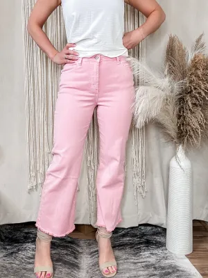 Shiloh Acid Wash Pink Boot Cut Pants