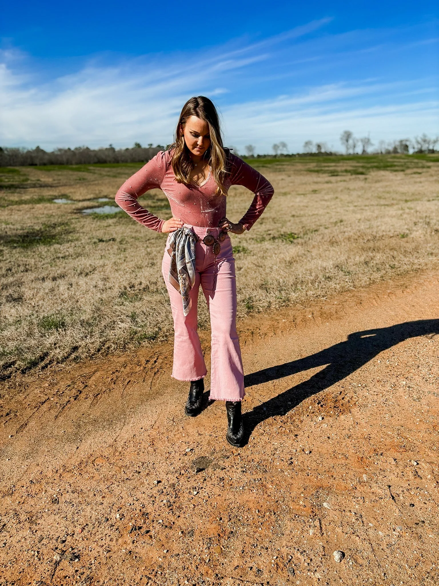 Shiloh Acid Wash Pink Boot Cut Pants