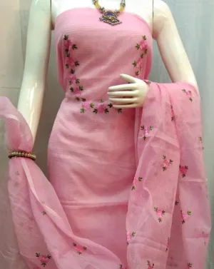 Shop Kota Doriya Embroidery Work Suit In Pink