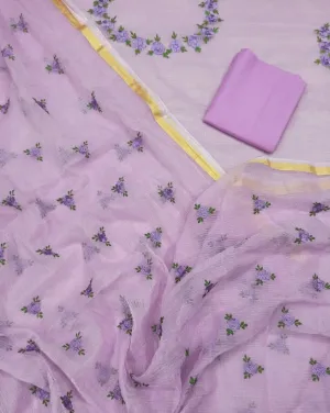 Shop Kota Doriya Embroidery Work Suit In Purple