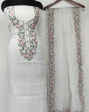 Shop Kota Doriya Embroidery Work Suit In White