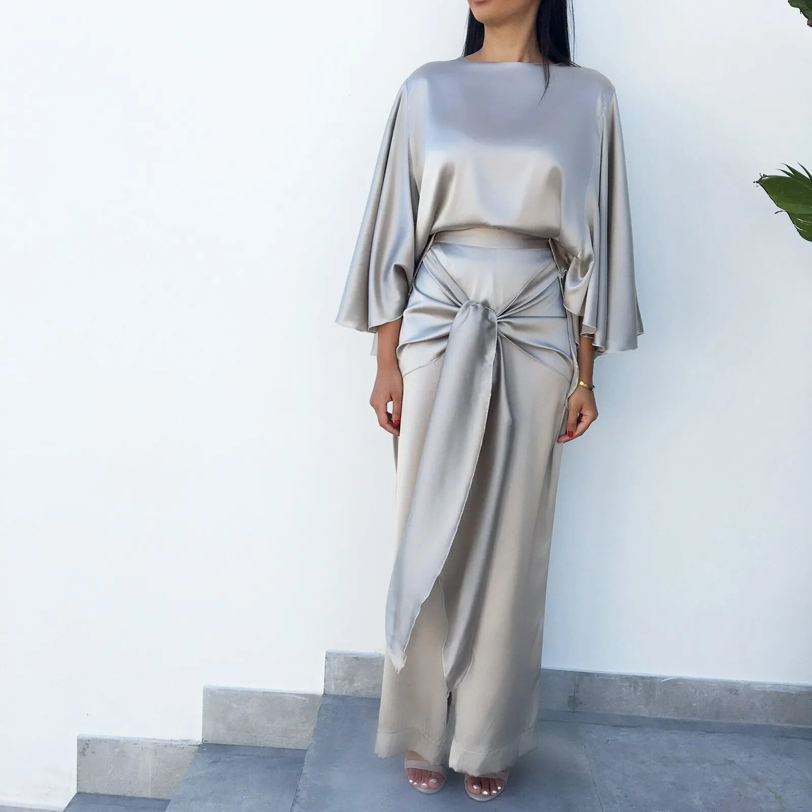 Silk Butterfly Blouse with Dip Back