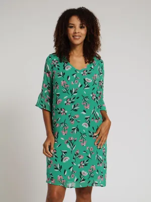 Single Layer Sleeve Shift Dress - Green