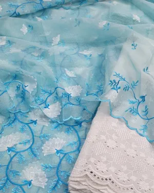 Sky Blue Kota Doriya Embroidery Work Suit