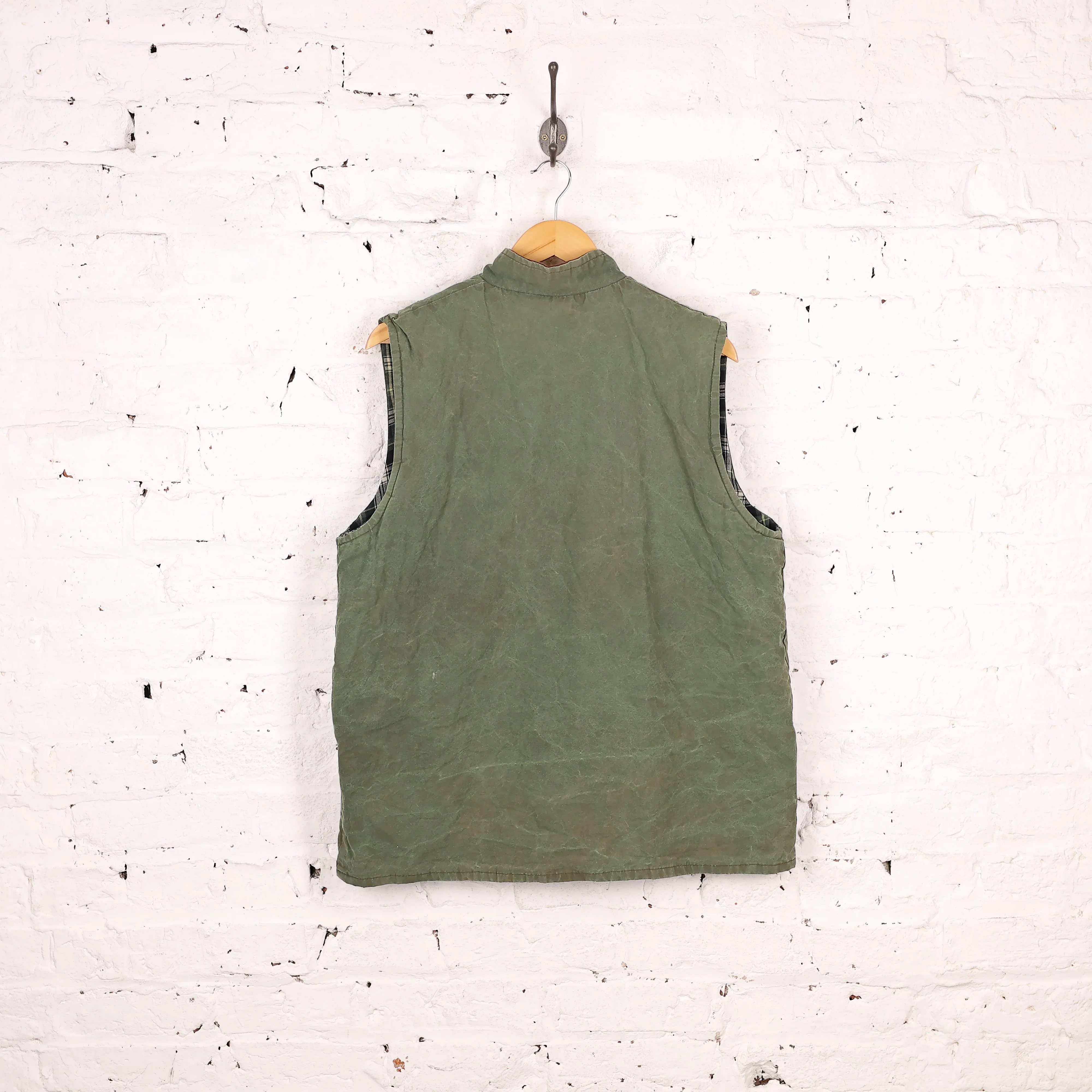 Sleeveless Wax Jacket Gilet - Green - L