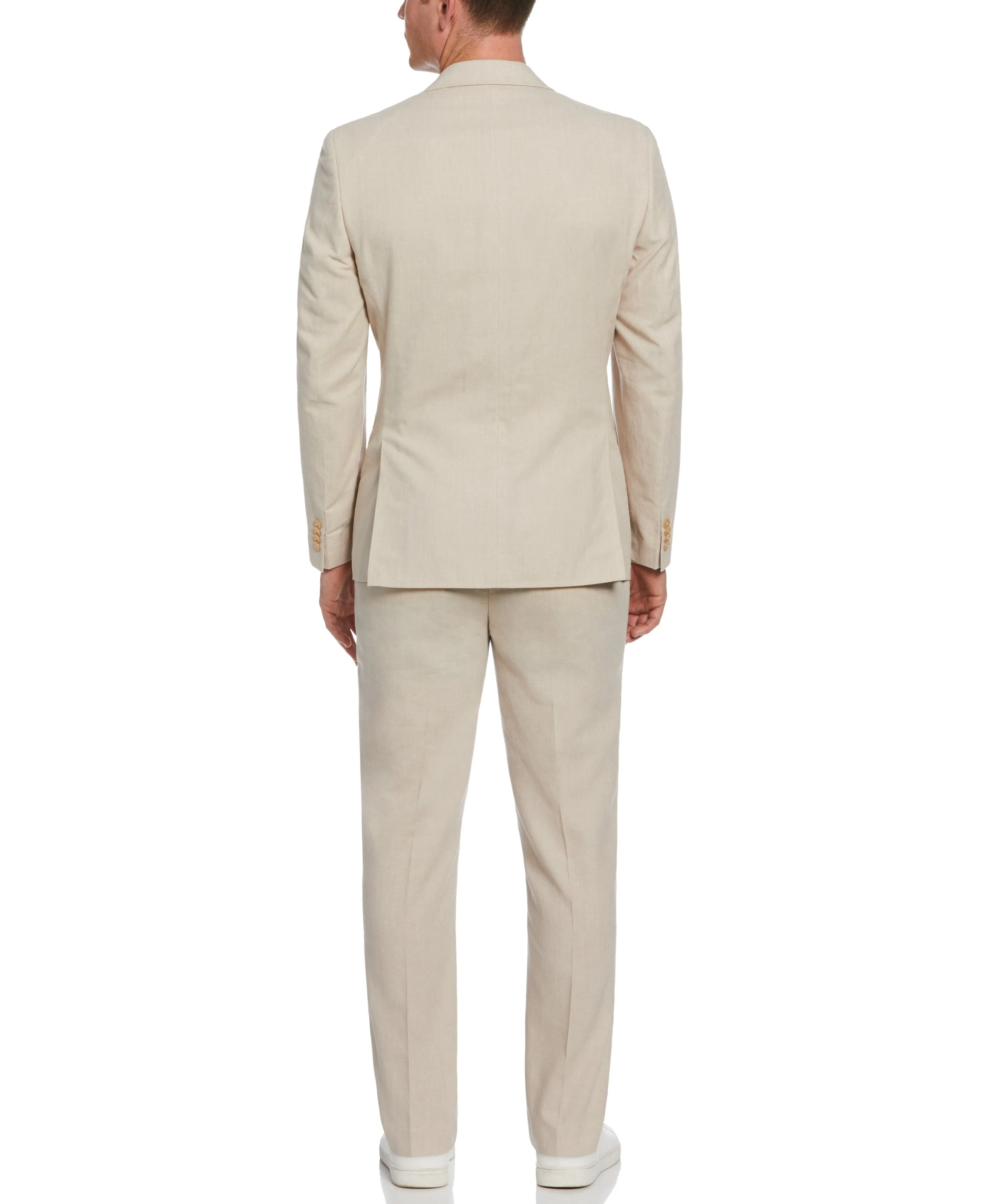 Slim Fit Light Tan Linen Blend Suit