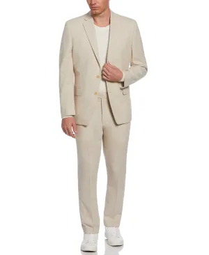 Slim Fit Light Tan Linen Blend Suit