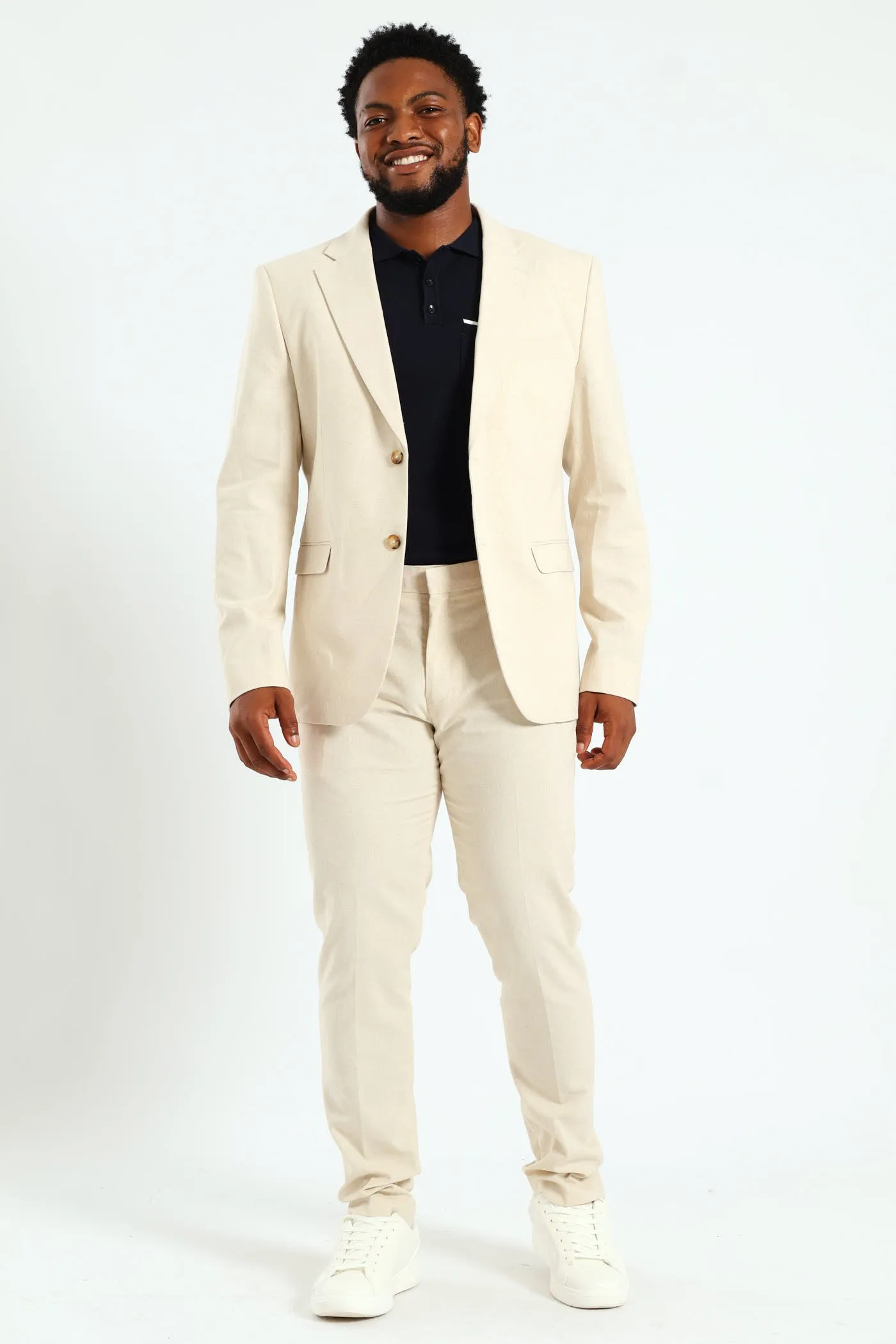 Slim Linen Suit Trouser - Natural