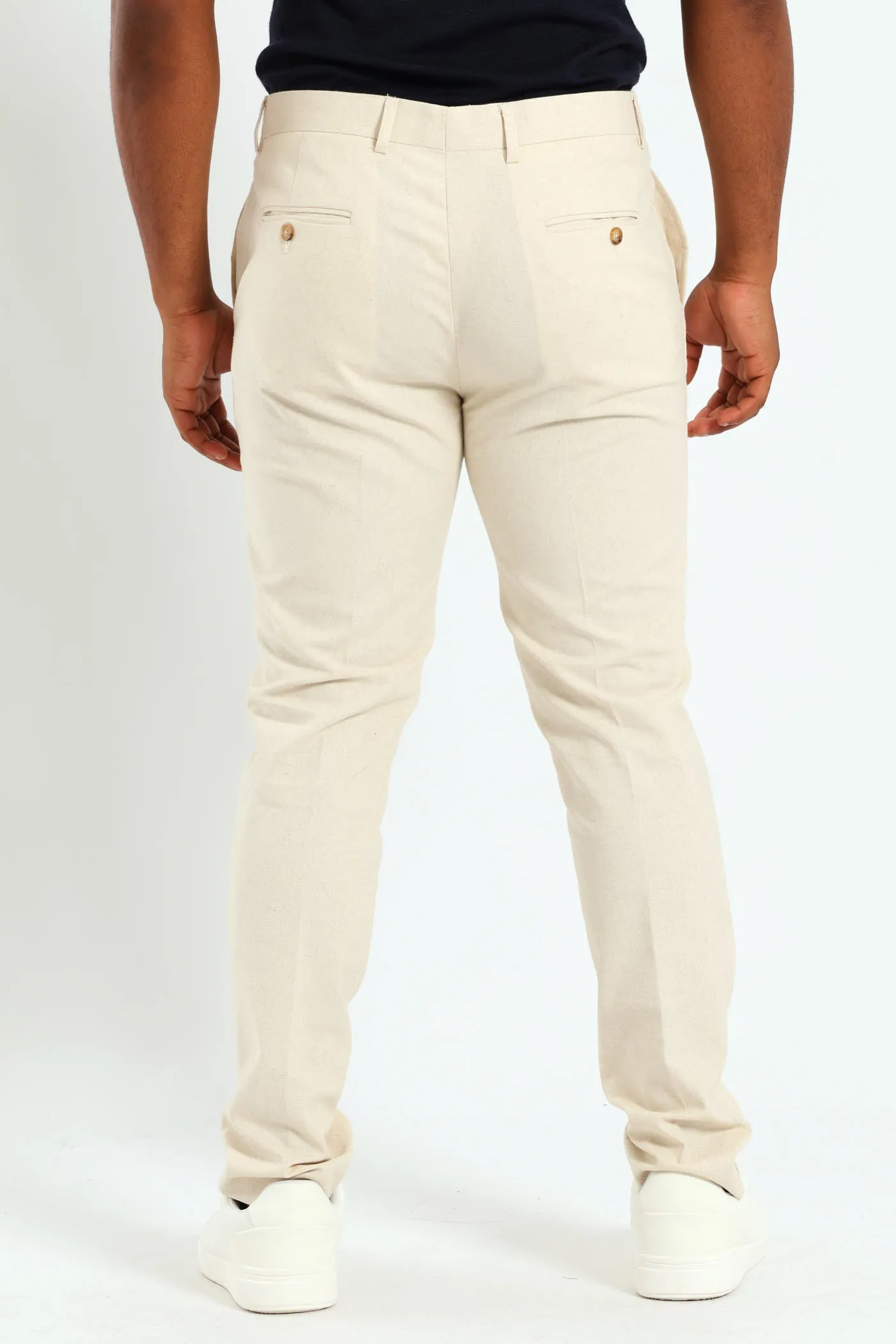 Slim Linen Suit Trouser - Natural