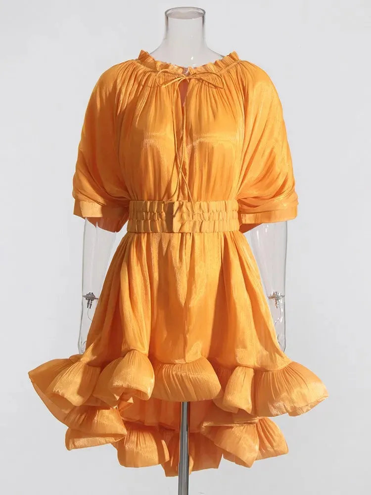 Solid Patchwork Folds Dresses