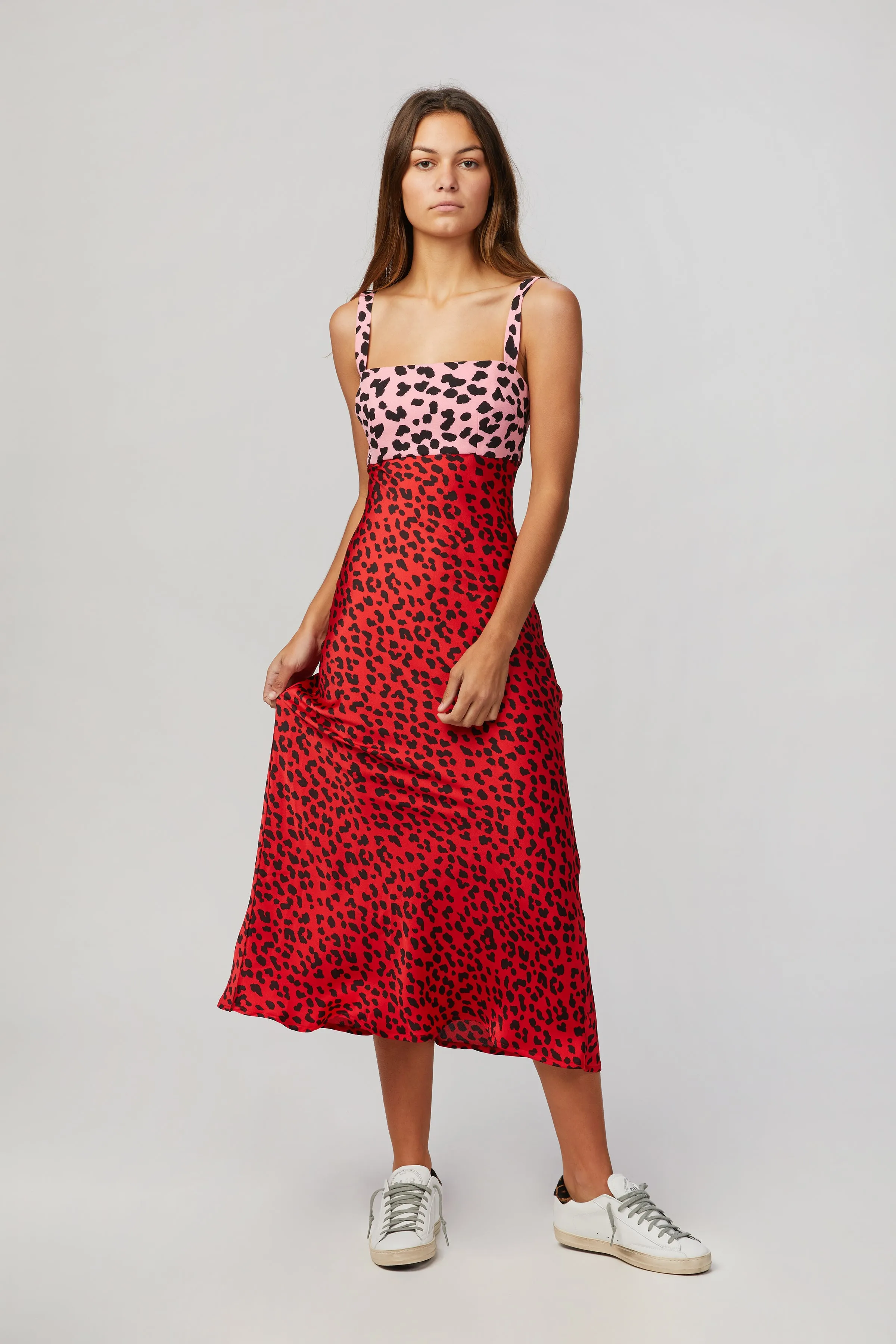 SPLICE LEOPARD MIDI DRESS