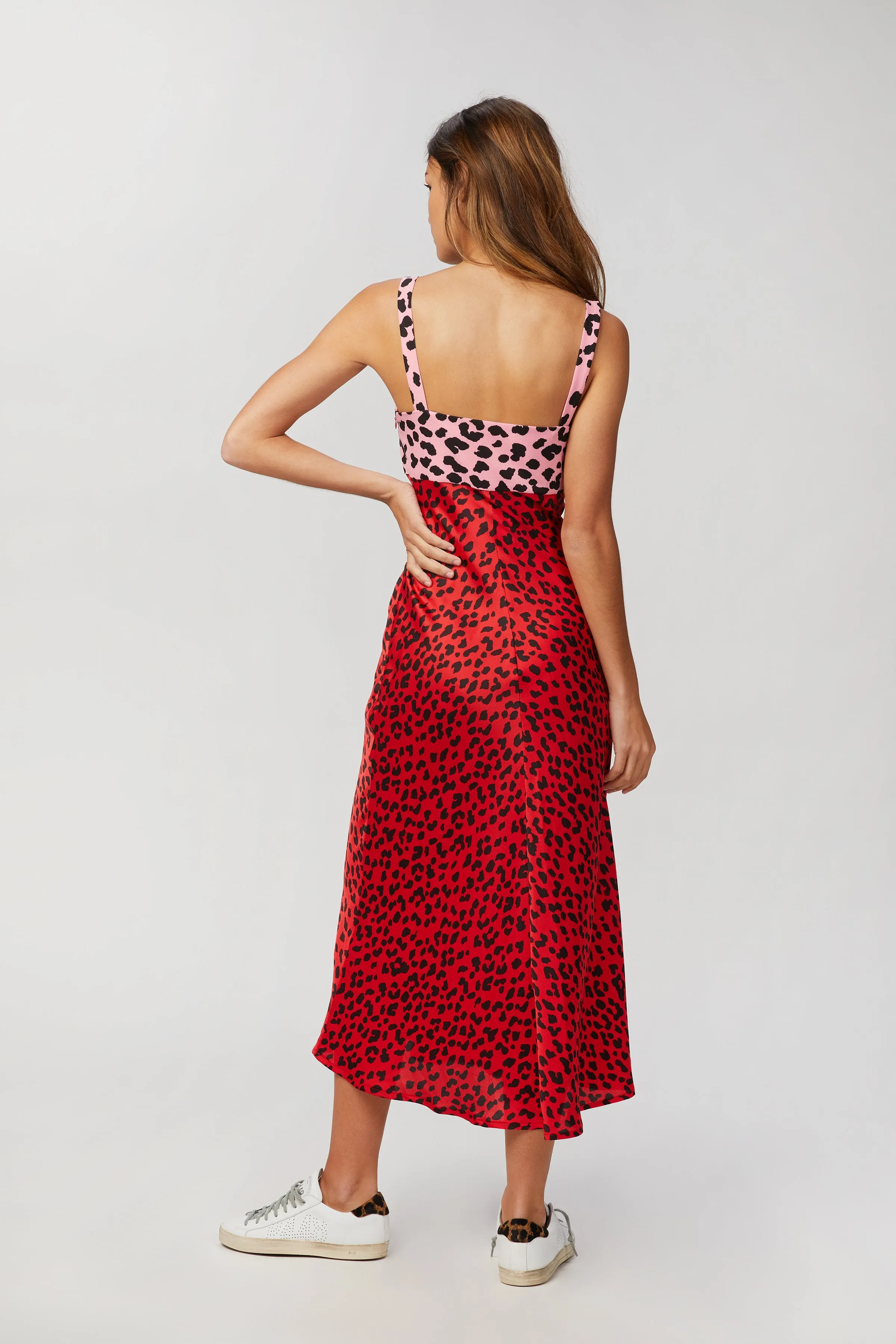 SPLICE LEOPARD MIDI DRESS