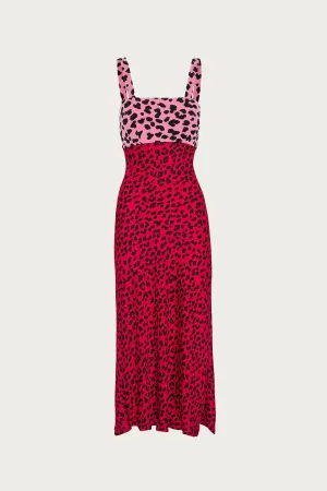 SPLICE LEOPARD MIDI DRESS