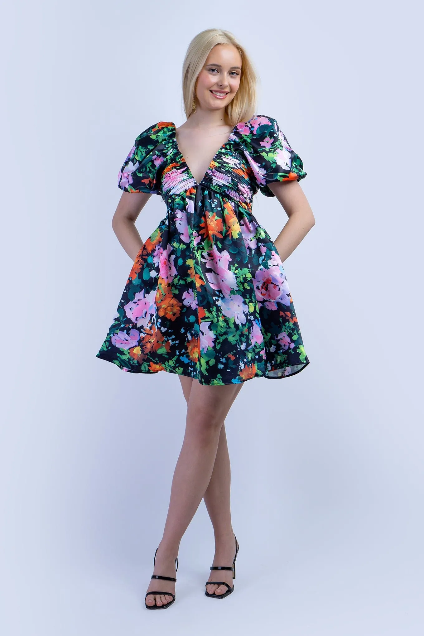 Spring Garden Empire V Neck Dress