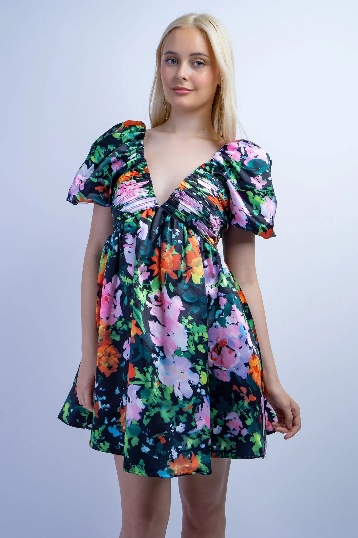 Spring Garden Empire V Neck Dress