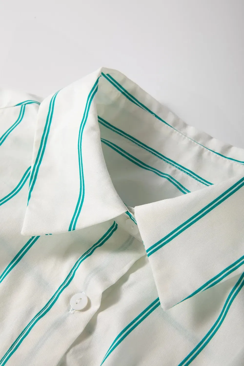 St Patricks Striped Wide Short Sleeve Shift Mini Shirt Dress