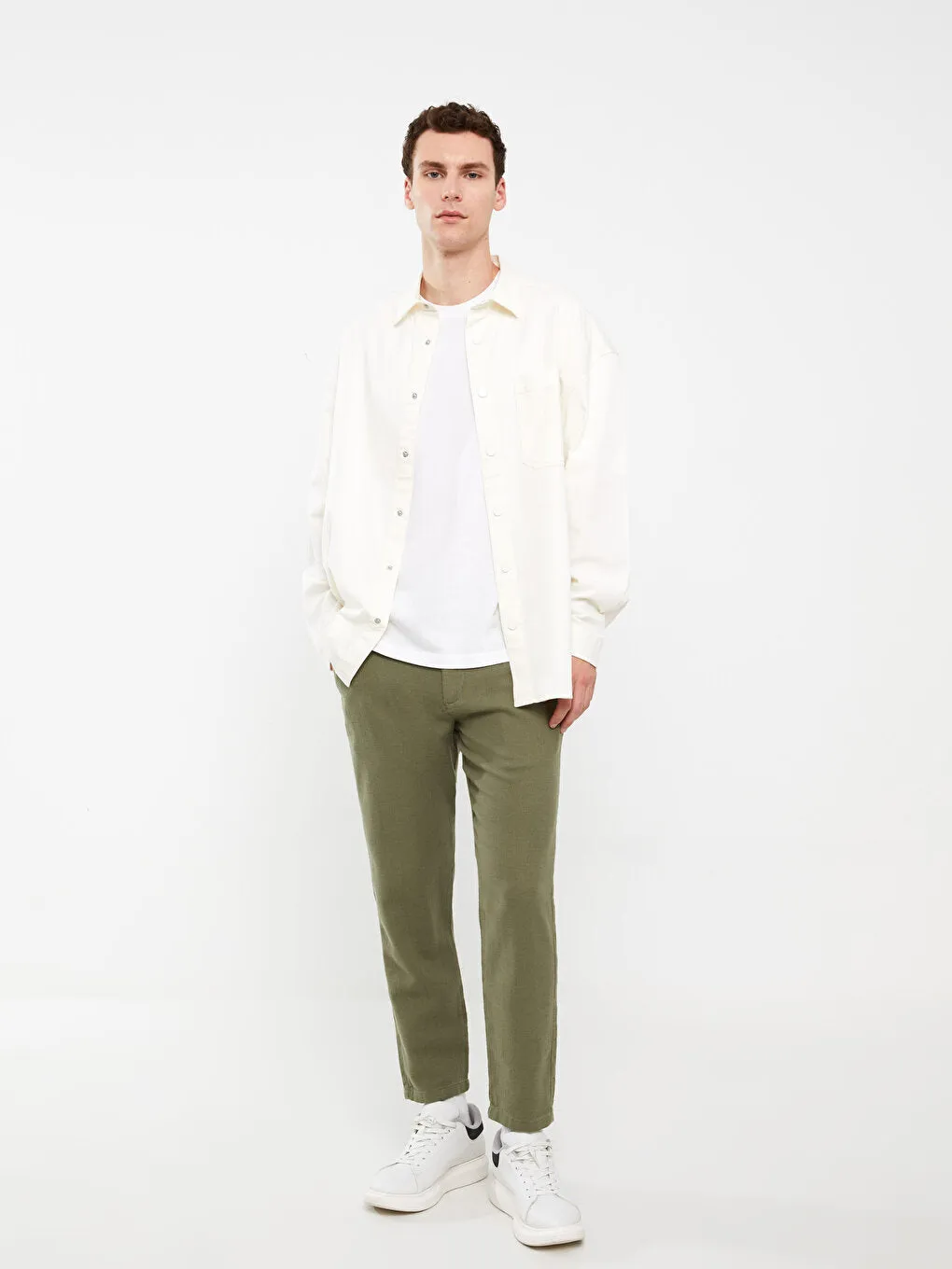Standard Fit Linen Blend Men's Trousers