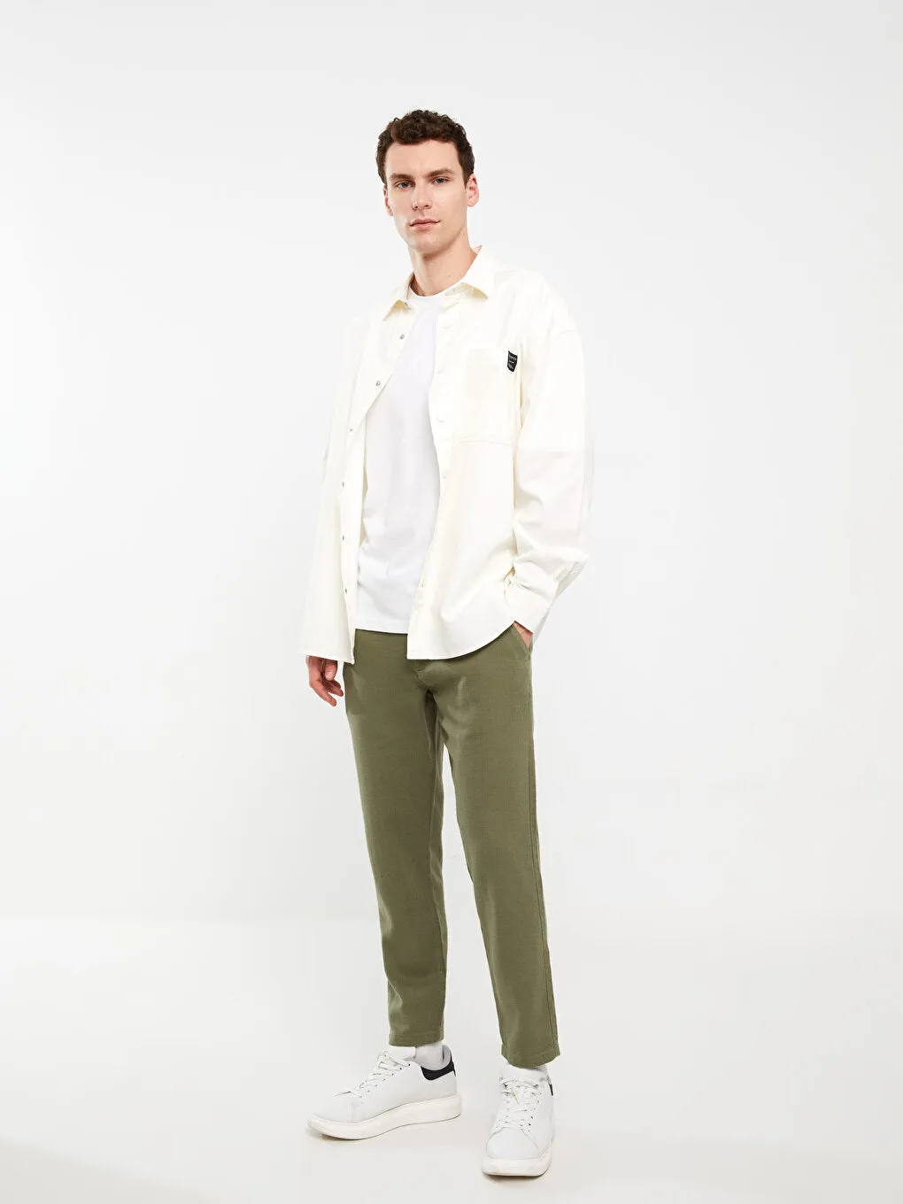 Standard Fit Linen Blend Men's Trousers