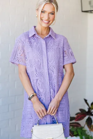 Stick To The Book Lavender Lace Dress