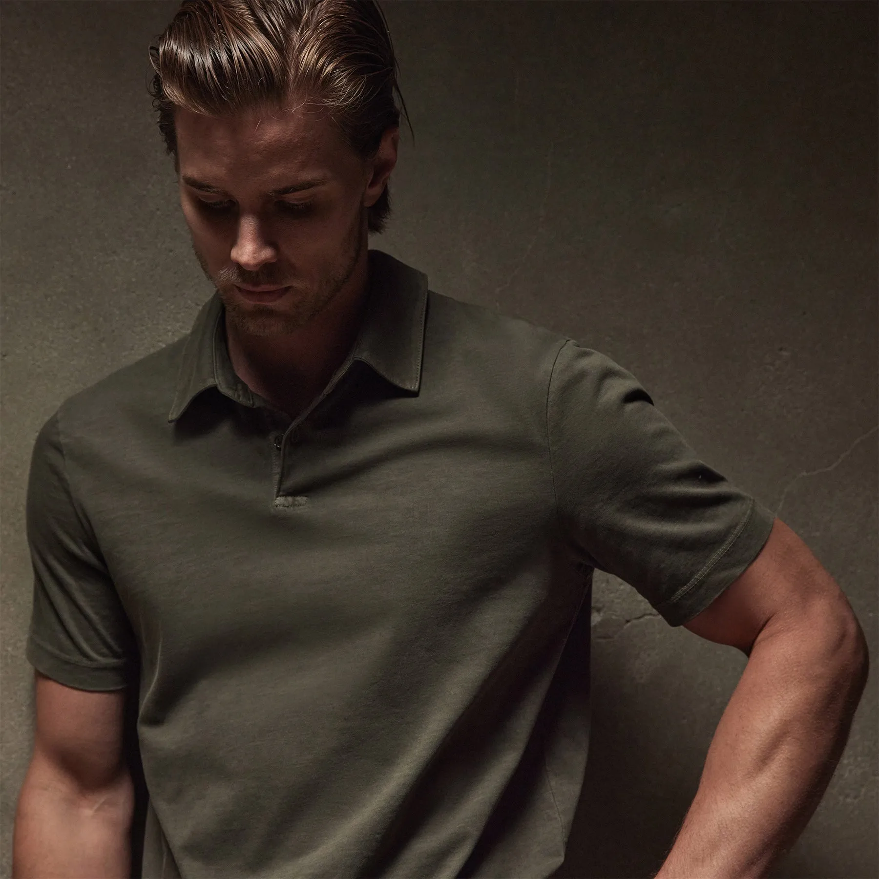 Sueded Jersey Polo - Platoon Pigment