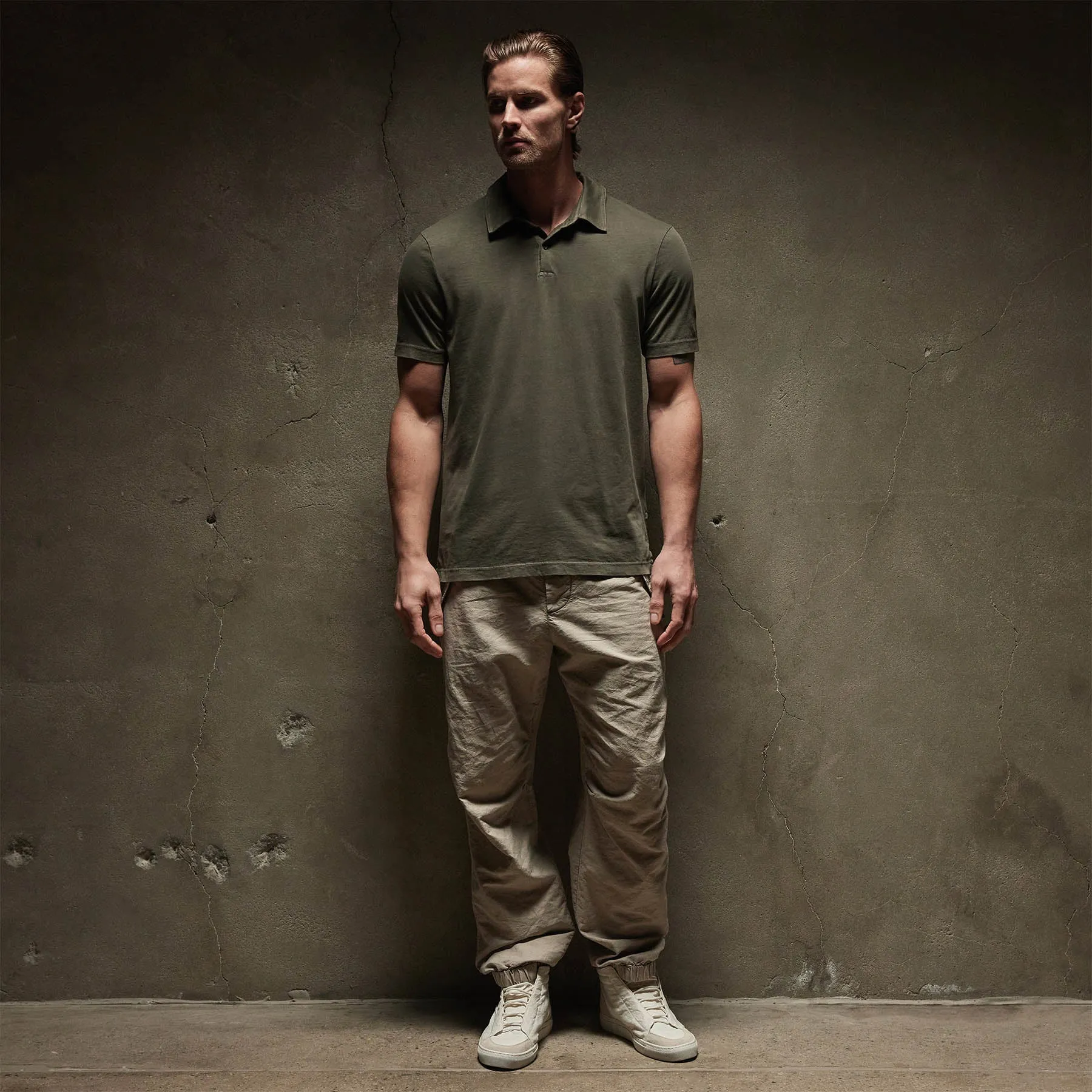 Sueded Jersey Polo - Platoon Pigment