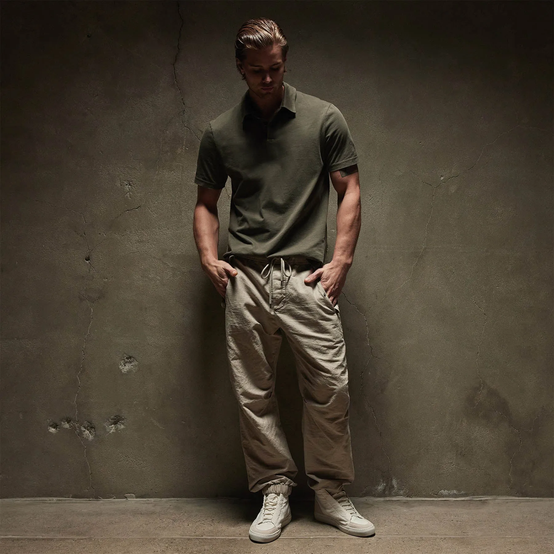 Sueded Jersey Polo - Platoon Pigment