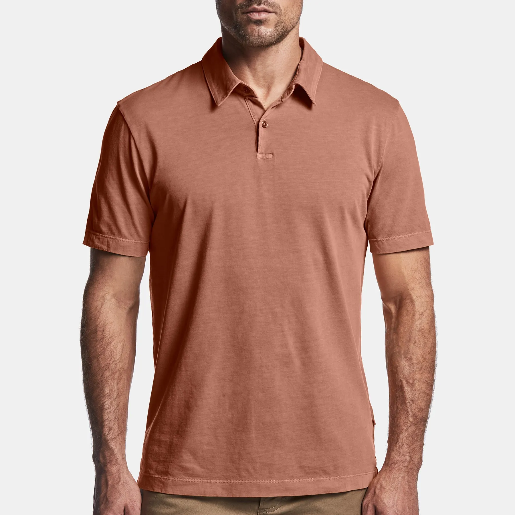 Sueded Jersey Polo - Rose Tea Pigment