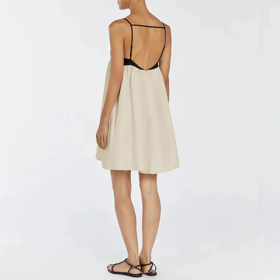 Summer Breeze Linen Mini Dress - Casual Spaghetti Strap A-Line