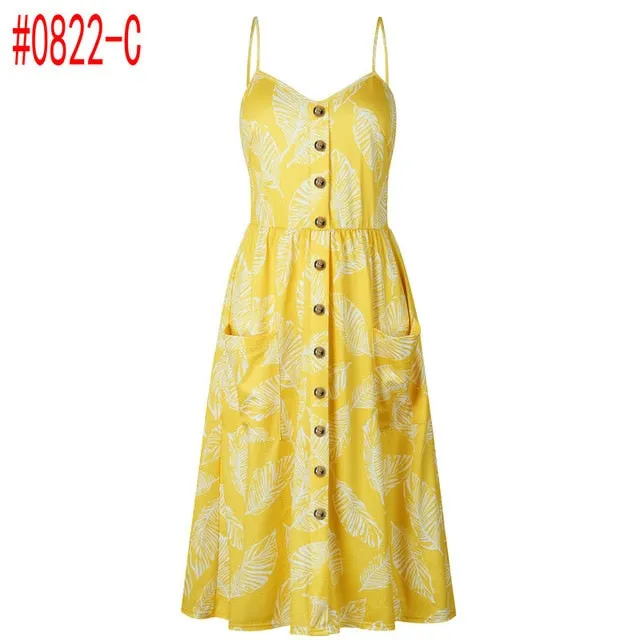 Summer Women Dress Vintage Sexy Bohemian Floral Tunic Beach Dress