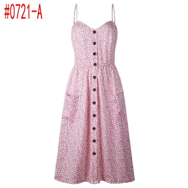 Summer Women Dress Vintage Sexy Bohemian Floral Tunic Beach Dress