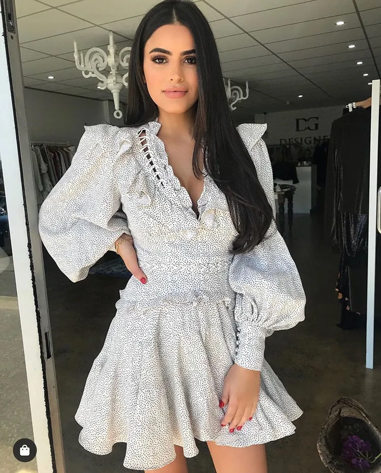 Sweet puff sleeve women dress beach holiday clothing
